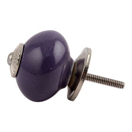Purple Round Silver Fitting Ceramic Dresser Knob